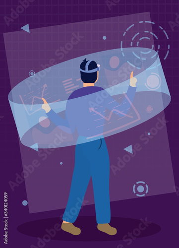 man using augmented reality technology
