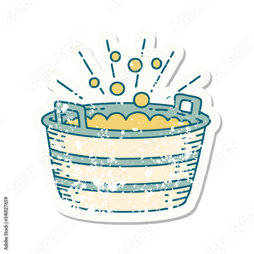grunge sticker of tattoo style tin bath