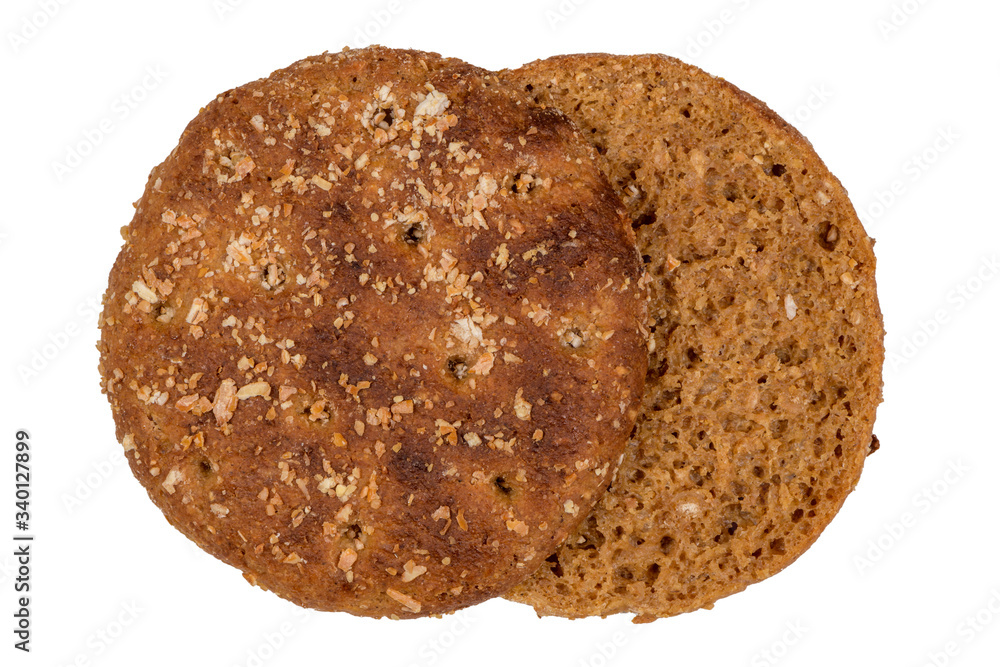 Slice of round rye bread Slice of round rye bread