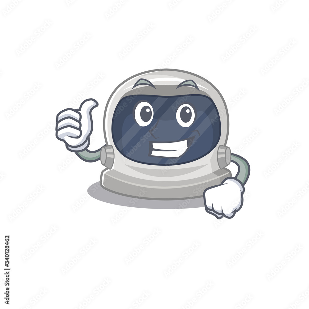 Astronaut helmet cartoon character design making OK gesture