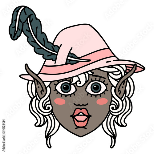 elf bard character face illustration