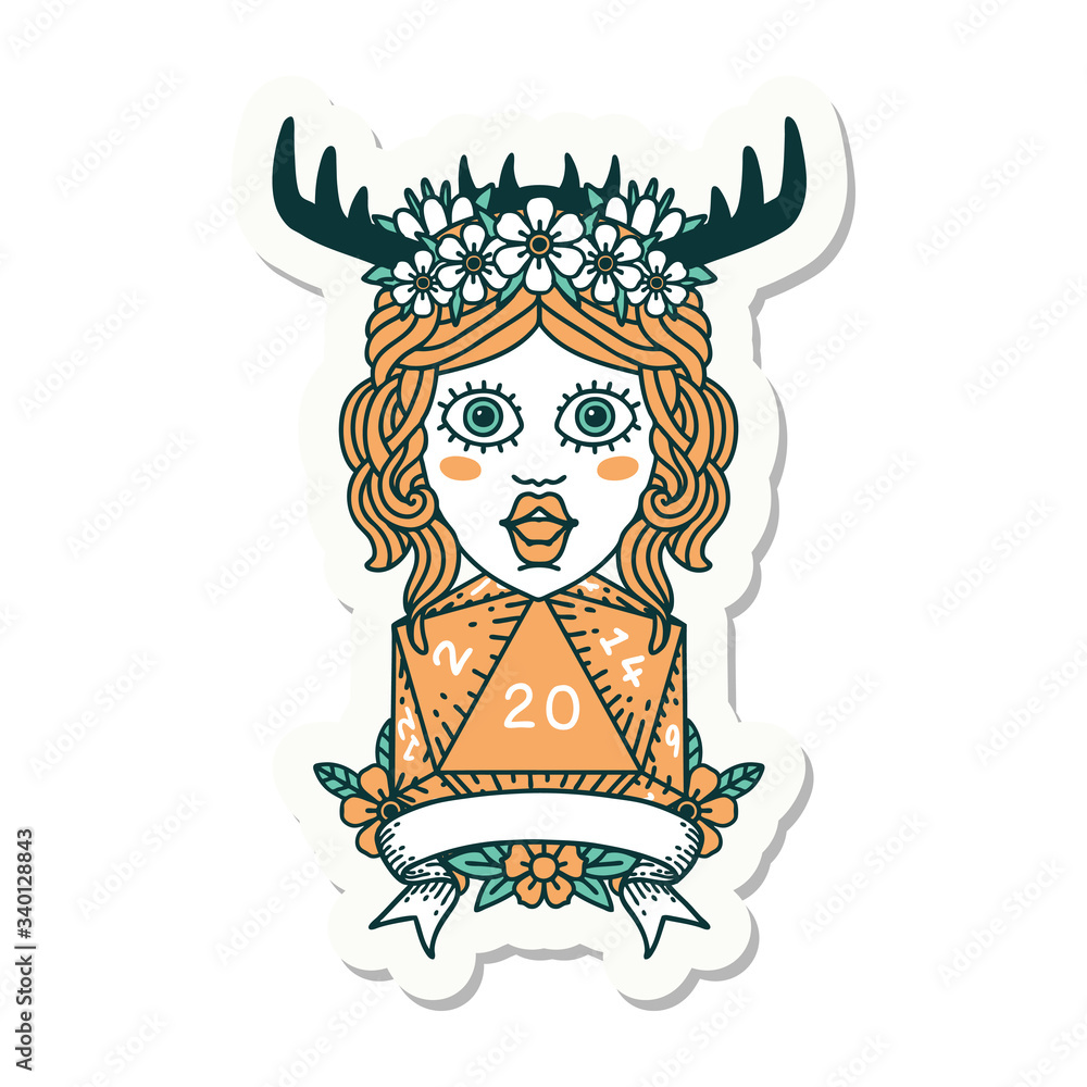 human druid with natural twenty roll sticker human druid with natural twenty roll sticker