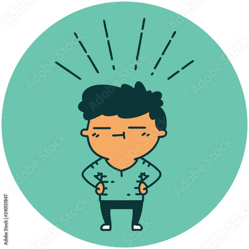 icon of tattoo style happy man