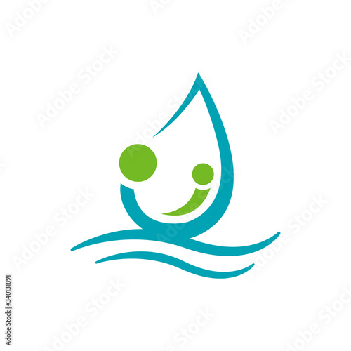 combination mom baby and water birth logo design vector illustration
