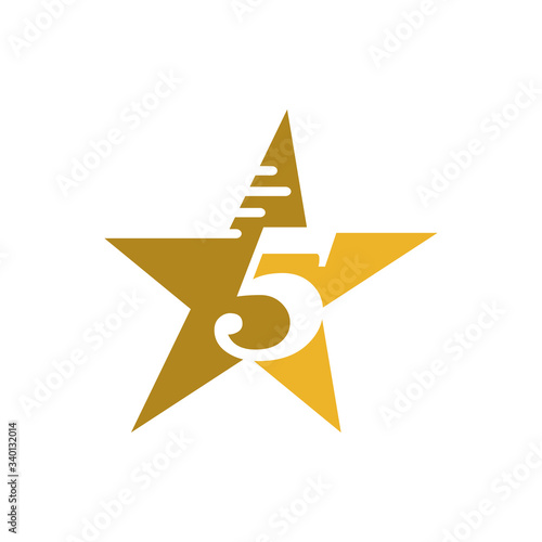 yellow 5 five star logo design vector illustrations
