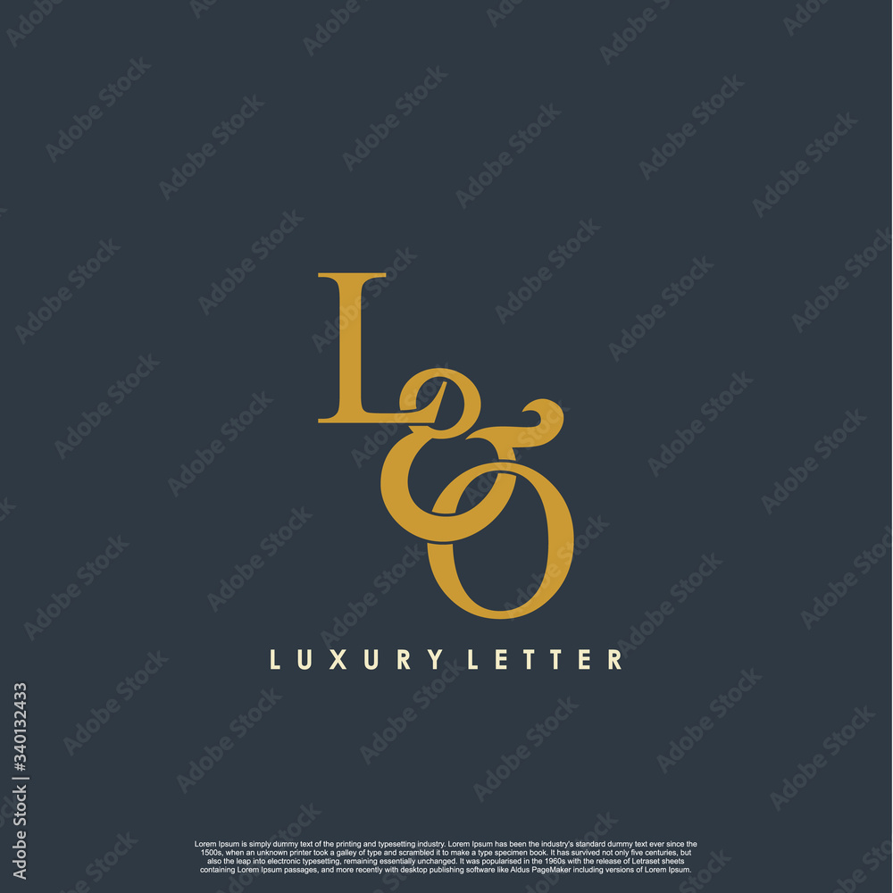Initial letter L & O LO luxury art vector mark logo, gold color on black background. Initial letter L & O LO luxury art vector mark logo, gold color on black background.