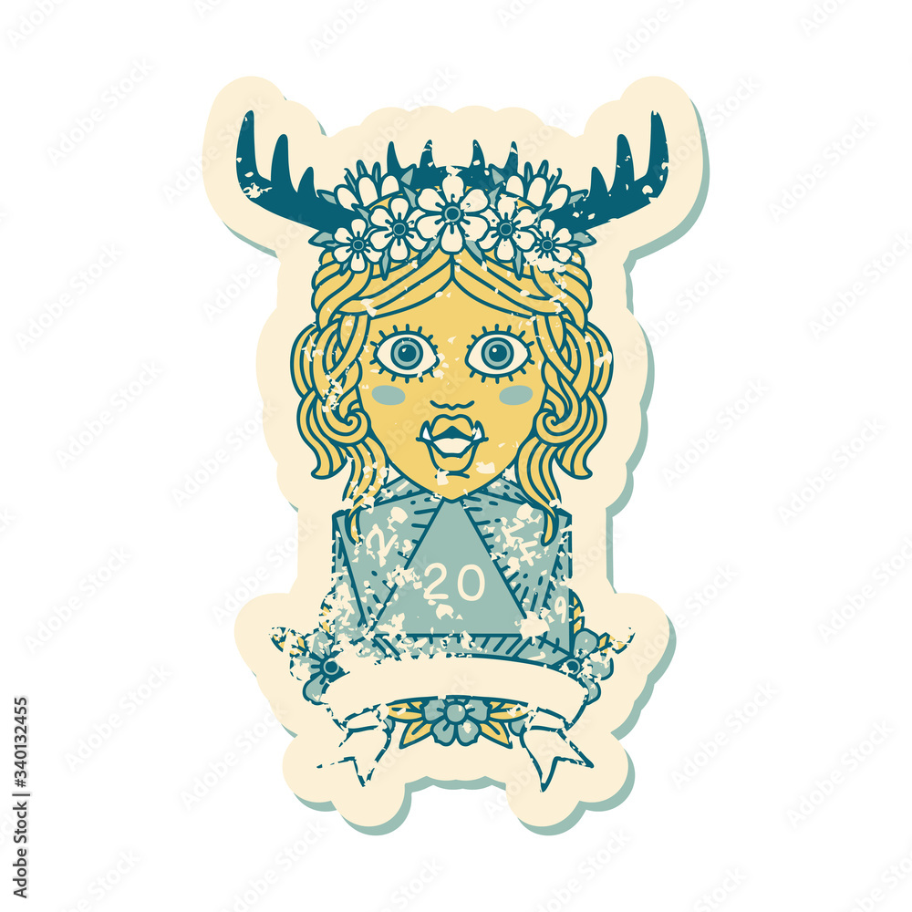 orc druid character with natural twenty dice roll illustration orc druid character with natural twenty dice roll illustration