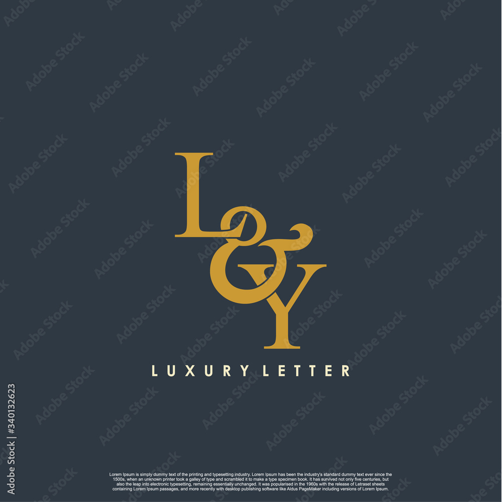 Initial letter L & Y LY luxury art vector mark logo, gold color on black background. Initial letter L & Y LY luxury art vector mark logo, gold color on black background.