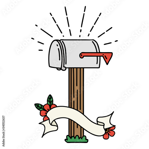 banner with tattoo style closed mailbox