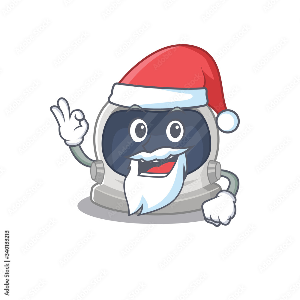 Astronaut helmet Santa cartoon character with cute ok finger Astronaut helmet Santa cartoon character with cute ok finger
