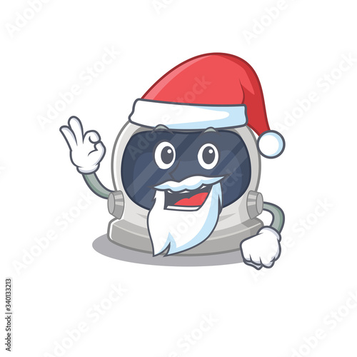 Astronaut helmet Santa cartoon character with cute ok finger © kongvector