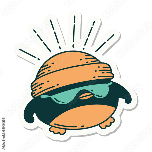 sticker of tattoo style cool robin