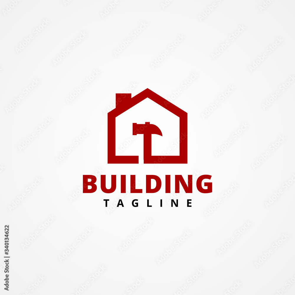 illustration of a house and a hammer inside good for house fixing company logo illustration of a house and a hammer inside good for house fixing company logo