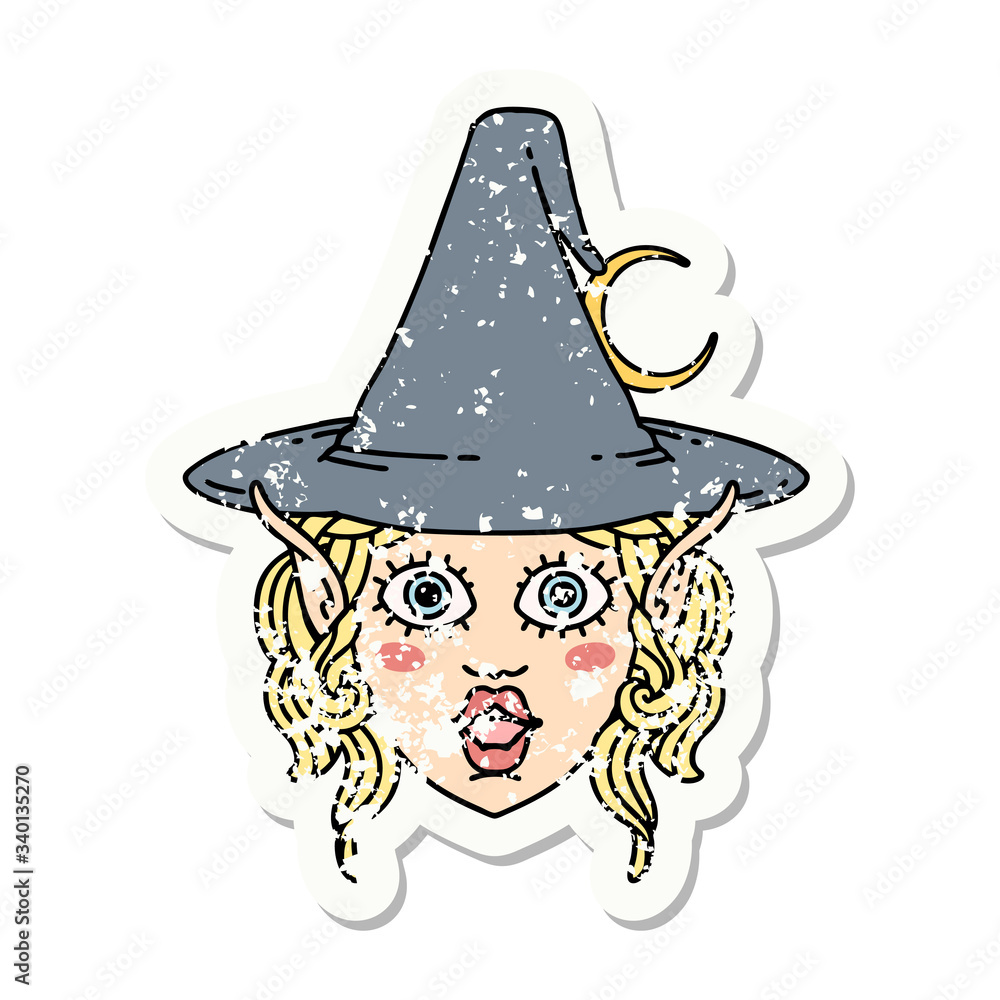 elf mage character face grunge sticker