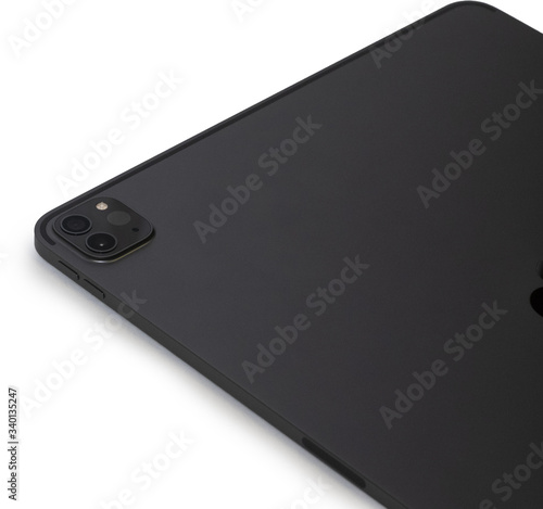 2020 new 12.9 pro tablet dual camera back side on white background