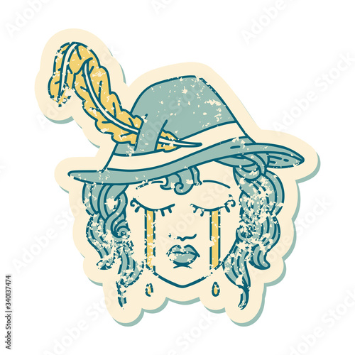 crying human bard grunge sticker