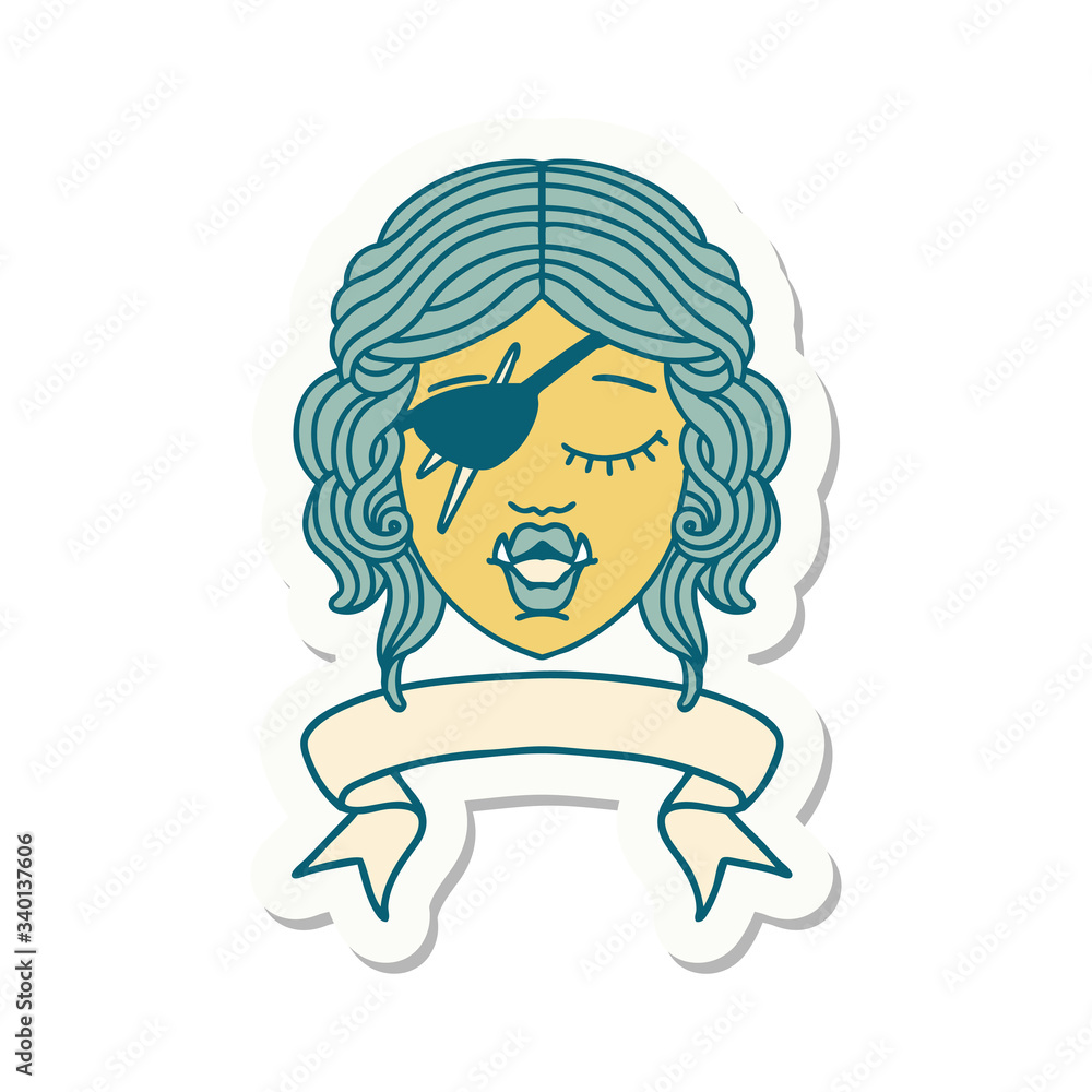 orc rogue character face with banner sticker orc rogue character face with banner sticker