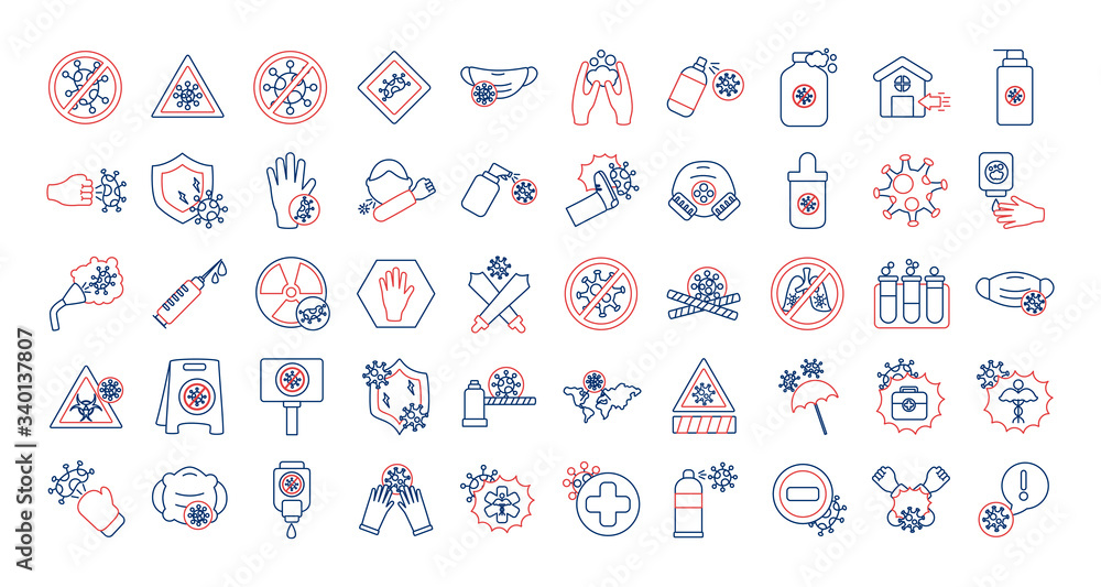 bundle of stop covid19 icons bundle of stop covid19 icons