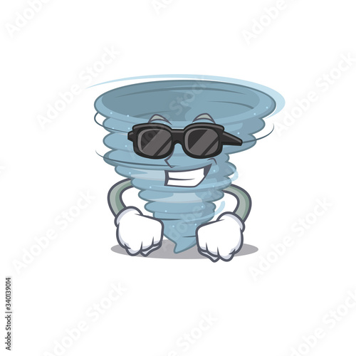 Cool tornado cartoon character wearing expensive black glasses