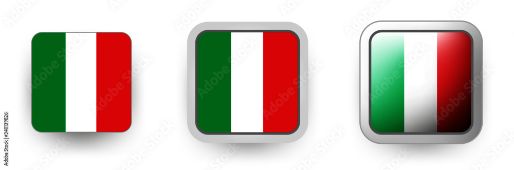 6 Italy vector icons button shield and gear, flat and volumetric style in flag colors green, red, white for flyer any holiday design or poster 6 Italy vector icons button shield and gear, flat and volumetric style in flag colors green, red, white for flyer any holiday design or poster
