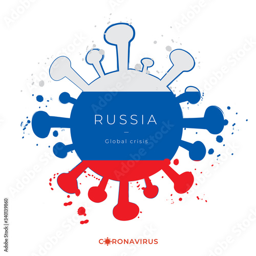 Coronavirus in grunge style with color splashes and national flag : Vector Illustration