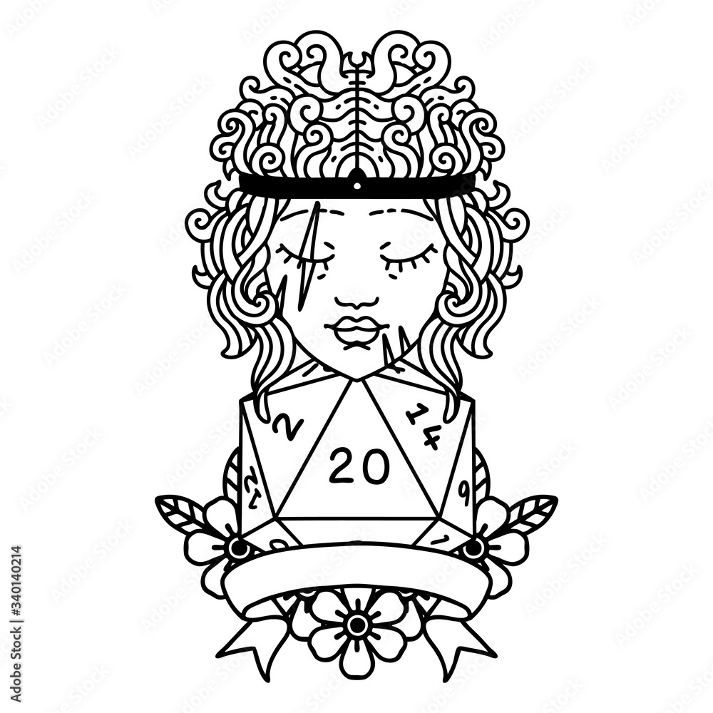 human barbarian with natural twenty dice roll illustration human barbarian with natural twenty dice roll illustration
