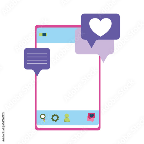 smartphone chatting love heart romantic isolated icon design