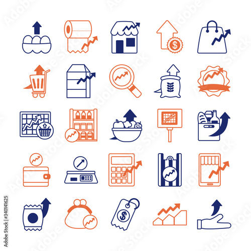 bundle of price hike set icons