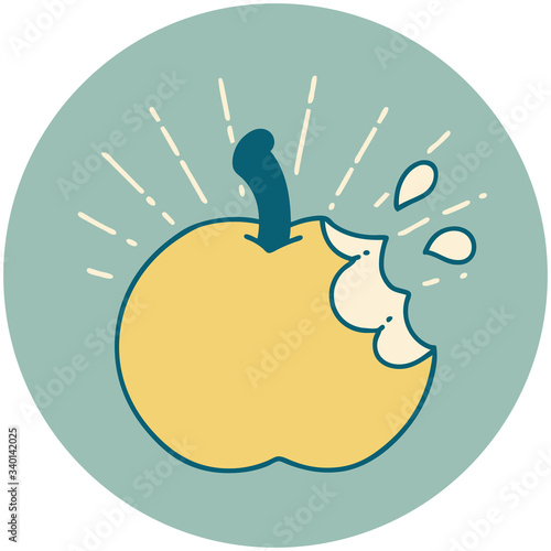 icon of tattoo style bitten apple