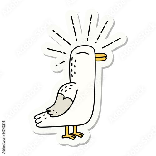 sticker of tattoo style seagull bird