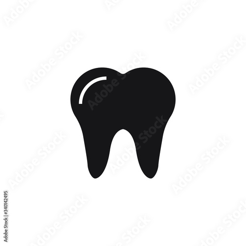 tooth vector black isolated on white background