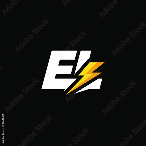 Initial Letter EL with Lightning