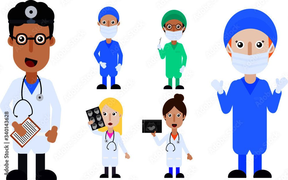 doctor and nurse medical surgeons healthcare workers vector set doctor and nurse medical surgeons healthcare workers vector set