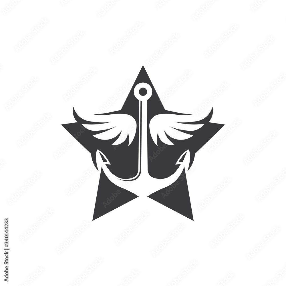 Fototapeta premium Anchor star concept icon Logo vector illustration