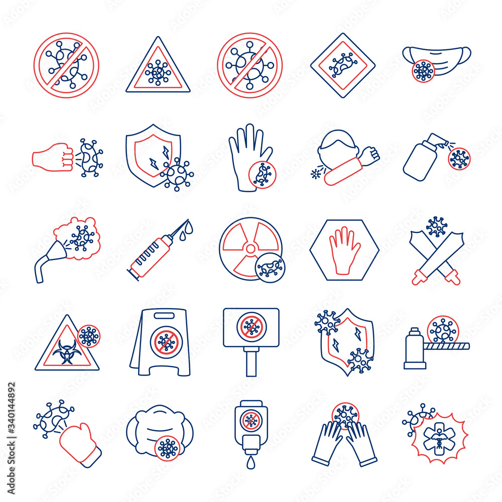 bundle of stop covid19 icons bundle of stop covid19 icons