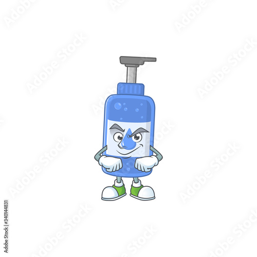 Handsanitizer mascot design style with grinning face