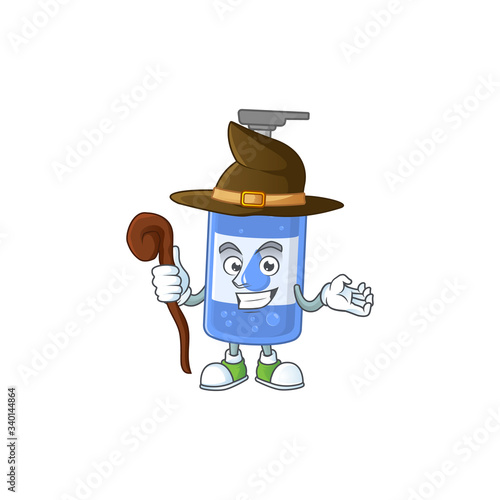 Cute and sneaky Witch handsanitizer cartoon design style