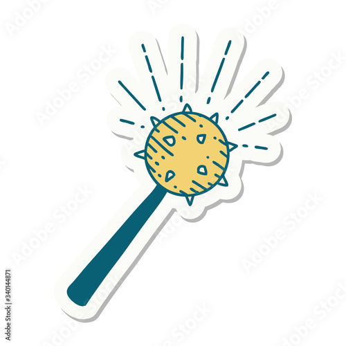 sticker of tattoo style medieval mace