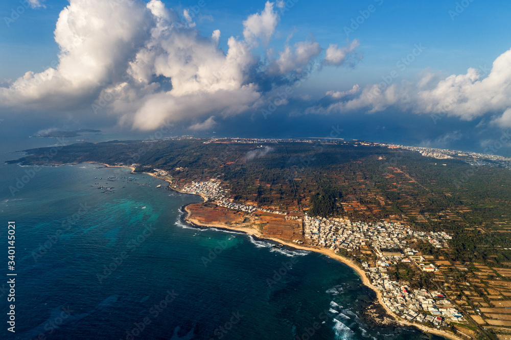 Aerial view of Phu Qui island, Binh Thuan, Vietnam.