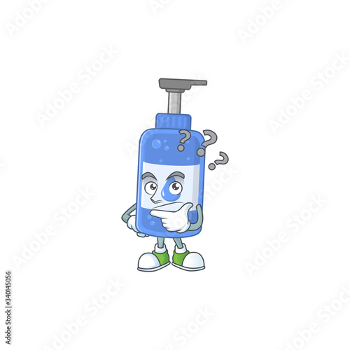 Handsanitizer mascot design concept having confuse gesture