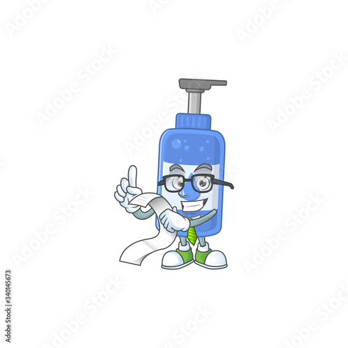 Mascot cartoon concept of handsanitizer with menu list