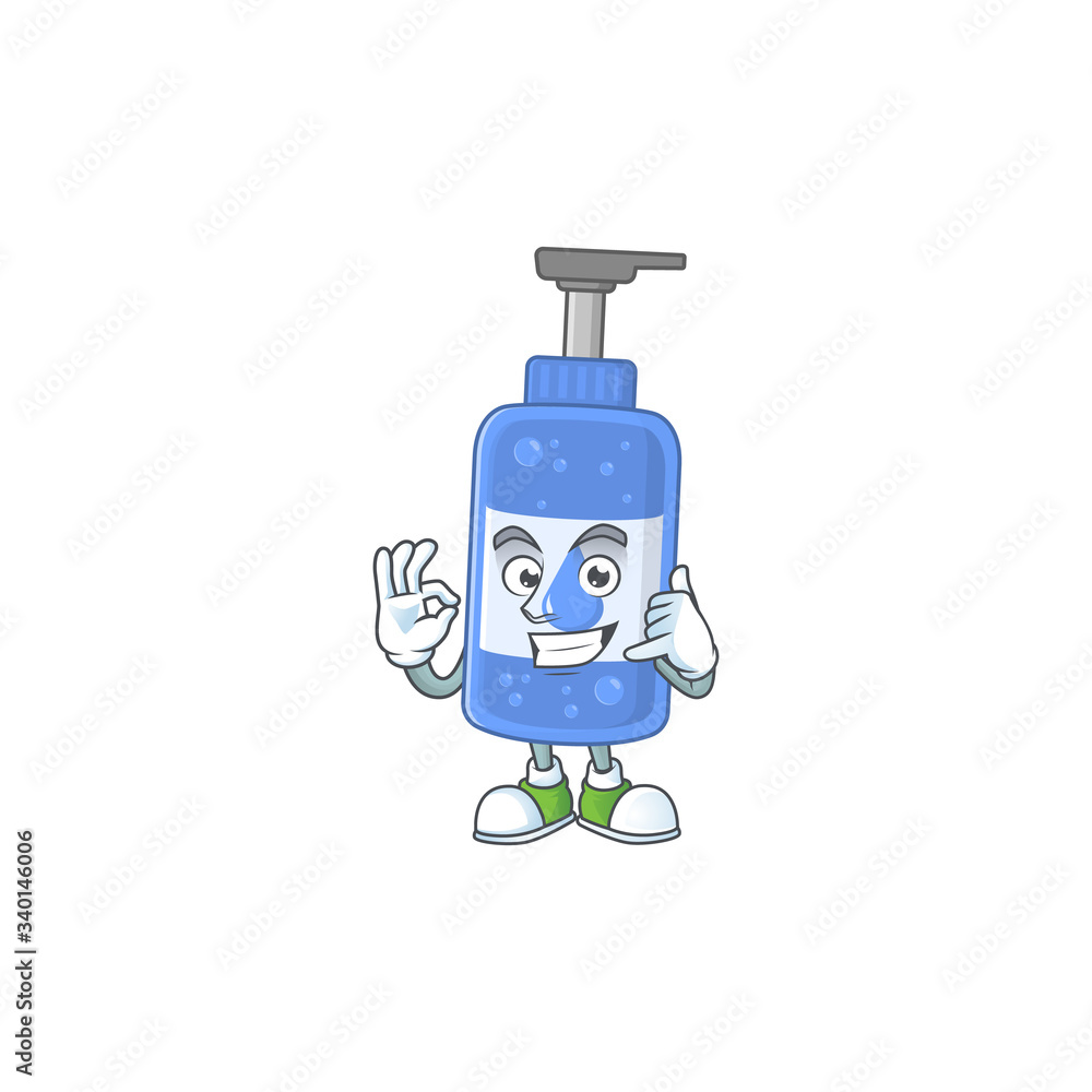 Handsanitizer mascot cartoon design make a call gesture