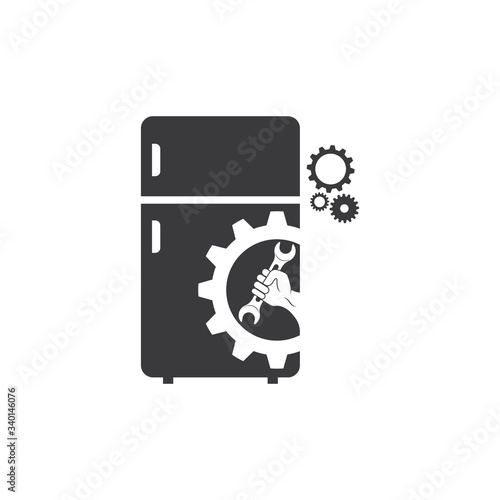 refrigerator repair and service vector illustration design