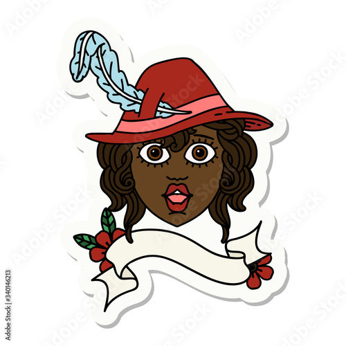 human bard character face sticker