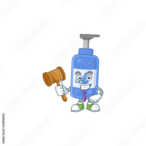 Charismatic Judge handsanitizer cartoon character design with glasses