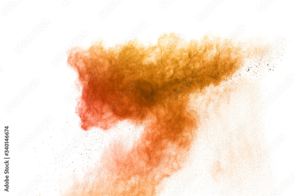 Launched orange powder onwhite background