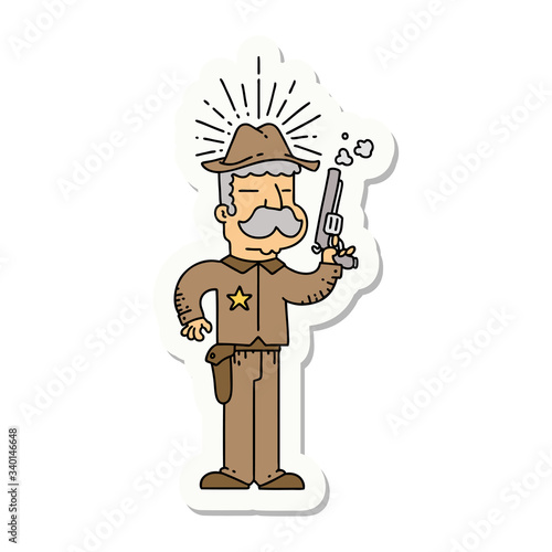 sticker of tattoo style wild west sheriff