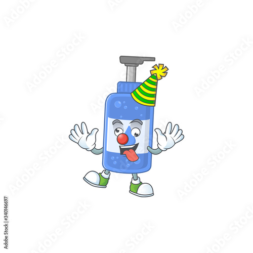 Amusing Clown handsanitizer cartoon character mascot style