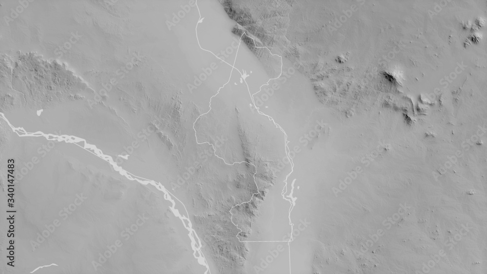 Nsanje, Malawi - outlined. Grayscale Nsanje, Malawi - outlined. Grayscale