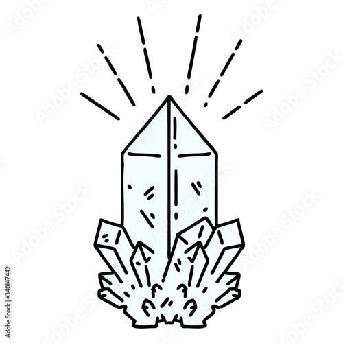 traditional tattoo style quartz crystal